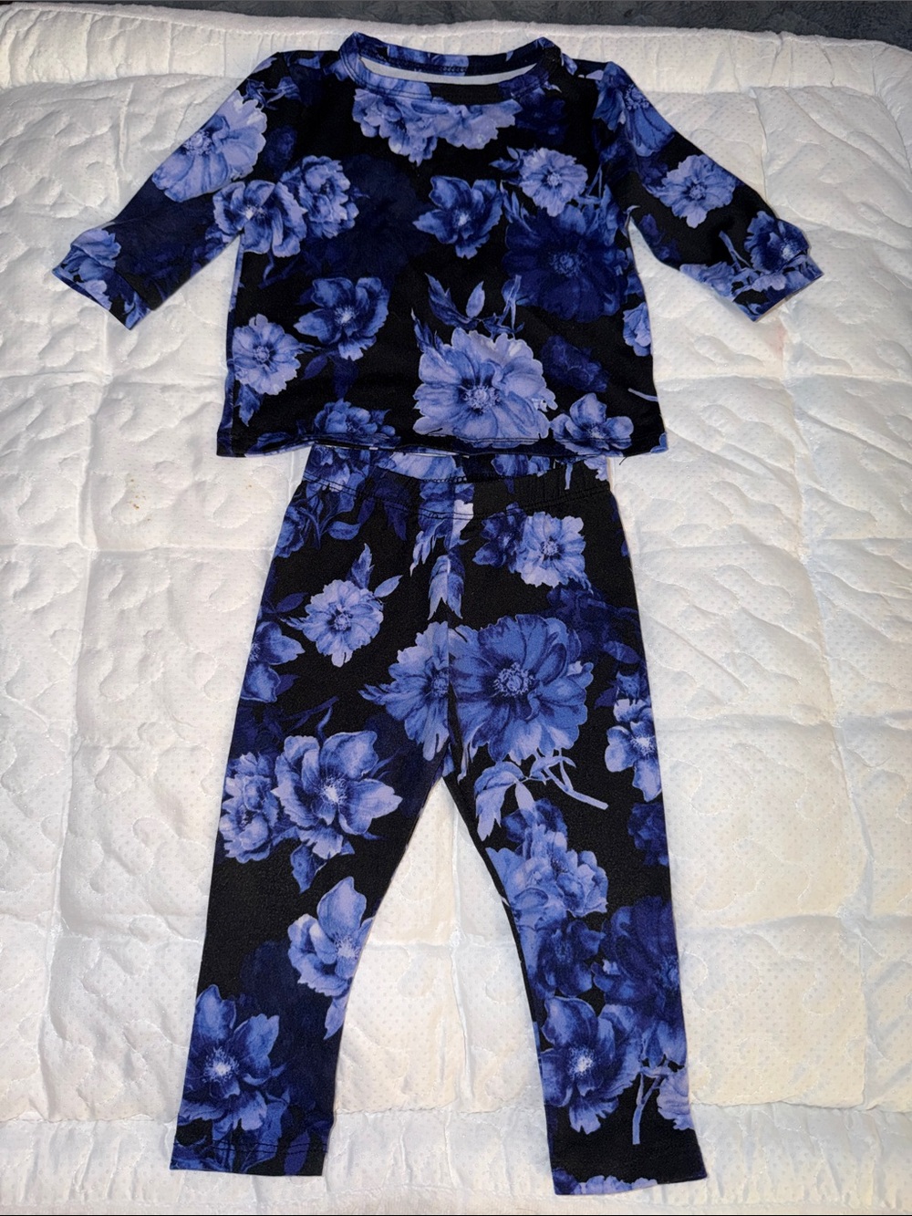 Mason grey mini Blue Floral Kids Pajama Set